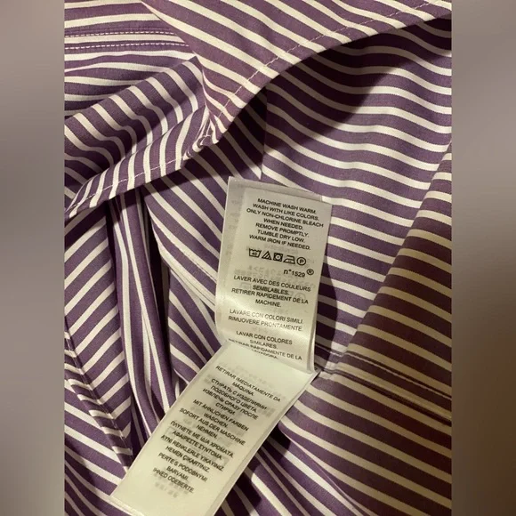 Lauren Ralph Lauren Purple/white striped Button Down shirt long sleeve Small - Picture 7 of 8